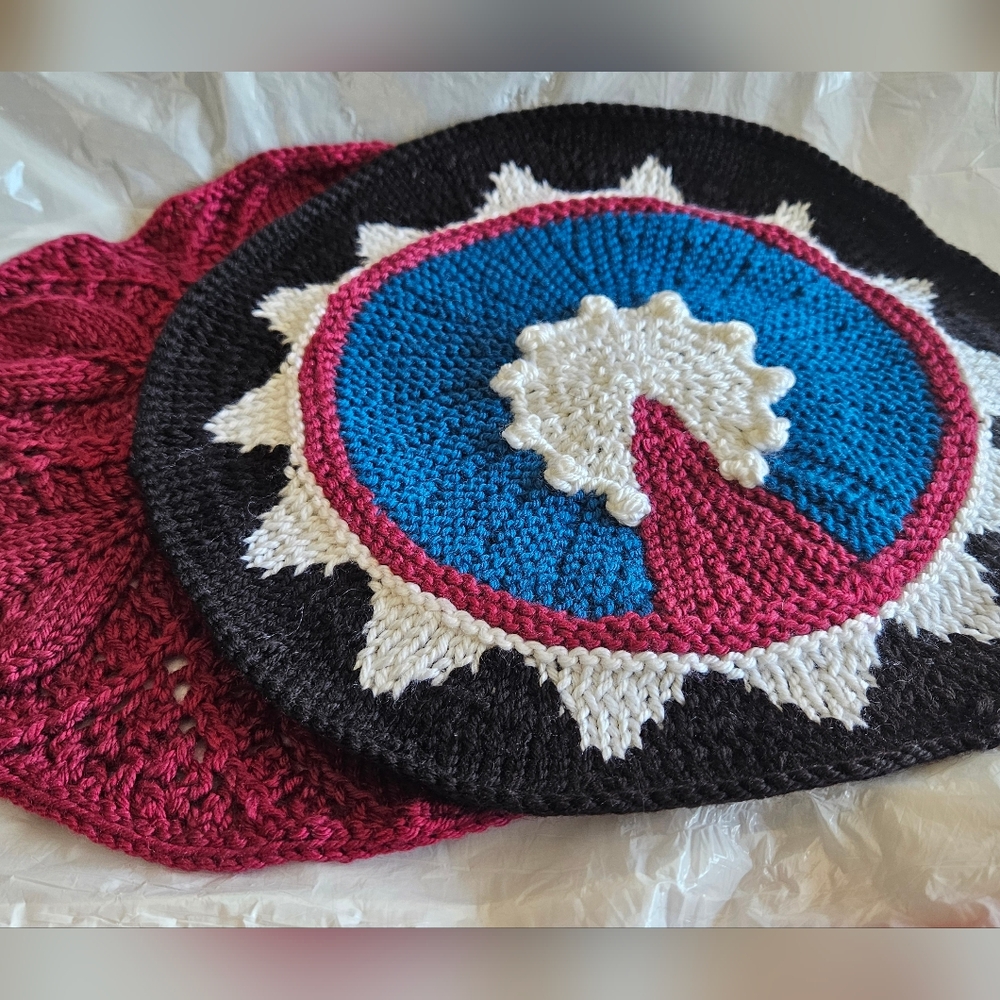Colorful knitted Round Doilies Set Of 2
